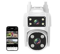 KJUEQ 4MP 2K PTZ IP Camera Dual Lens Screen AI Human Tracking Full Color Night Vision Outdoor Wireless CCTV Survalance Cameras(Only camera)