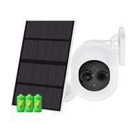 KJUEQ 4MP Solar Surveillance Cameras With 7800mAh Battery PIR Human Detection Solar Camera Outdoor White Light Wireless IP Camera(4MP NO SD Card)