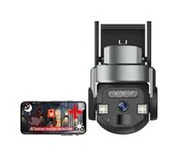 KJUEQ 5MP Camera PTZ Dual Screen APP Cloud Storage AI Tracking Automatic Alarm Push Color Night Vision IP67 Waterproof Cam(5MP Camera None Card)