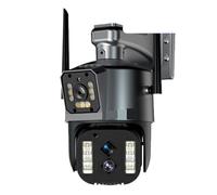 KJUEQ 6K 12MP IP Outdoor Camera Three Lens 10X Zoom PTZ Video Cameras Auto Tracking Security Protection Waterproof Surveillance(12MP Add128G Card)
