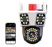 KJUEQ 6K 12MP PTZ Camera Wireless Outdoor Three Screen IP Cam Security Protection Auto Tracking CCTV Video Surveillance Cameras(Camera Add 64G)