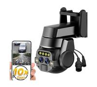 KJUEQ 6MP Dual Lens Camera HD 10X Zoom Outdoor PTZ AI Mobile Detection Intelligent Tracking Color Light Night Vision Monitoring(6MP Camera Add 64GB)