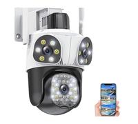 KJUEQ 8K 15MP Camera Outdoor Three Lens Security Camera AI Tracking PTZ 8MP IP Cam Security Protection Surveillance Cameras(15MP Camera Add 128G)