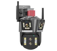 KJUEQ 8K 16MP Four Lens PTZ Camera 10X Zoom AI Auto Tracking Audio Outdoor 8MP Security CCTV Surveillance IP Camera(8K Add 64G Card)