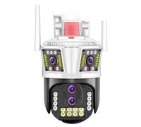 KJUEQ 8K 16MP Four Lens PTZ Camera Three Screen AI Human Tracking Outdoor 16MP Security CCTV Surveillance IP Camera(8K Add 128G Card)