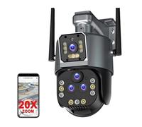 KJUEQ 8K 16MP IP Camera 20X Zoom PTZ Outdoor Wireless Security Camera Four Lens CCTV Cam 4K Video Surveillance Cameras Smart Home(8K Camera Add 64G)