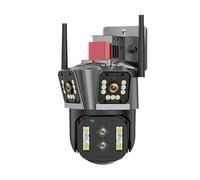 KJUEQ 8K 16MP IP Camera PTZ Four Lens With Three Screens 10x Zoom Outdoor CCTV 4K 8MP Wireless Video Security Surveillance Camera(16MP Add 32G Card)
