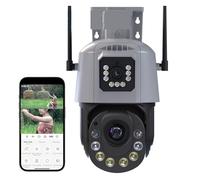 KJUEQ 8MP 4K Camera Outdoor Dual Lens PTZ 36X Optical Zoom Ai Human Detect Surveillance Color Night Vision Wireless IP Camera(6MP Add 64G Card)