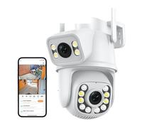 KJUEQ 8MP 4K Dual Lens PTZ IP Camera with Dual Screen 4MP Ai Human Detection Auto Tracking Wireless Outdoor Surveillance Camera(8MP Add 64G SD Card)