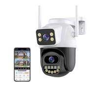KJUEQ 8MP 4K Dual Lens PTZ IP Camera With Dual Screen 4MP Ai Human Detection Auto Tracking Wireless Outdoor Surveillance Camera(4MP ADD 128G)
