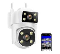 KJUEQ 8MP 4K IP Camera Dual Lens AI Tracking 5G Security Camera Smart Protection CCTV Cam Outdoor PTZ Surveillance Cameras(4MP Add 32GB)