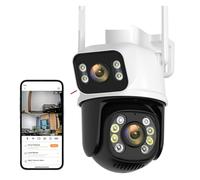 KJUEQ 8MP 4MP Dual Lens Dual Screen Camera Waterproof Color IR Night Vision Auto Tracking Cloud Surveillance Cameras(8MP Add 32G SD Card)