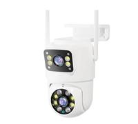 KJUEQ 8MP Dual Lens PTZ Camera 4K HD Dual Screen Ai Body Recognition Outdoor 4MP Security Video Surveillance Camera(4MP No SD Card)