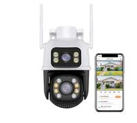 KJUEQ 8MP PTZ Camera Outdoor Night Vision Dual Screen Human Detection 4MP Security Protection CCTV Surveillance IP Camera(4MP with 128G Card)