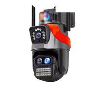 KJUEQ 9MP 5K PTZ Camera 8X Hybrid Zoom 8MP IP Camera Outdoor Three Lens Dual Screen Security Cam Auto Tracking Surveillance(9MP Camera Add 64GB)