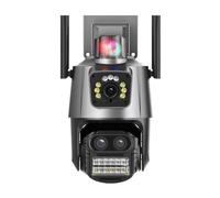 KJUEQ 9MP HD IP Camera Three Lens Security Protection Surveillance Cameras 8X Zoom PTZ Wireless CCTV Cam Police Light Alarm(9MP Camera Add 128GB)
