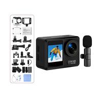 KJUEQ AX9 Action Camera 5K 30FPS With Remote Wireless Mic EIS Cam Waterproof Touch Screen Record Video Motorcycle Bicycle(With 64GB,Bundle 1)