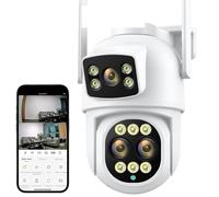 KJUEQ HD 9MP 4K PTZ IP Camera 6MP 8X Zoom Three Lens Home Security Protection Motion Detection Outdoor Street CCTV Surveillance(6MP NO SD Card)