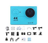 KJUEQ Mini Action Camera 2.0-inch Screen 30FPS/170D Waterproof Helmet Camera Underwater Telecontrol Cam Ultra HD 4K Action Camera(No Card,Blu)