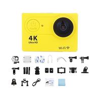 KJUEQ Mini Action Camera 2.0-inch Screen 30FPS/170D Waterproof Helmet Camera Underwater Telecontrol Cam Ultra HD 4K Action Camera(32G Card,Giallo)