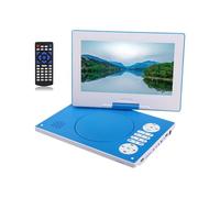 KJUEQ Portable VCD DVD CD MP3 MP4 USB Player HD 9 Inch Screen Card U Disk Playback And Video Input Output FM Radio Speakers(Blu)