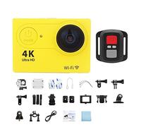 KJUEQ Ultra HD 4K/30fps Outdoor Mini Action Camera Remote Control Sport Camera Waterproof Pro Moto Helmet Sports Camera(No Card,Yellow-Telecontrol)