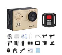 KJUEQ Ultra HD 4K/30fps Outdoor Mini Action Camera Remote Control Sport Camera Waterproof Pro Moto Helmet Sports Camera(32G Card,Gold-Telecontrol)