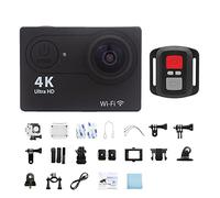 KJUEQ Ultra HD 4K/30fps Outdoor Mini Action Camera Remote Control Sport Camera Waterproof Pro Moto Helmet Sports Camera(No Card,Black-Telecontrol)