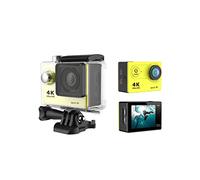 KJUEQ Ultra HD Underwater Camera H9R 12MP 2inch LCD 30M Waterproof 170D Remote Control Helmet Bicycle Video Camera Outdoor Sport Cam(H9 0ption4,Giallo)