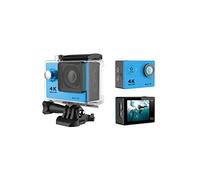 KJUEQ Ultra HD Underwater Camera H9R 12MP 2inch LCD 30M Waterproof 170D Remote Control Helmet Bicycle Video Camera Outdoor Sport Cam(H9 No Remote,Blu)