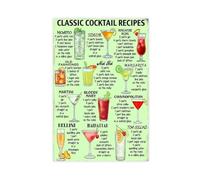 KJUFE Classic Cocktail Recipes Poster Canvas Poster Bedroom Decor Landscape Office Room Decor Gift 08x12inch(20x30cm)