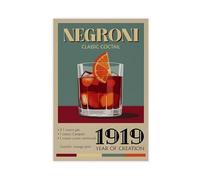 KJUFE Negroni Classic Cocktails Poster Canvas Poster Bedroom Decor Landscape Office Room Decor Gift 20x30inch(50x75cm)