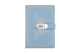 KJUUQBZL A5 Password Notebook Vintage Bullets Log With Lock Privacy Secret Notepad Cut Stationery Notes Book Student Gift School Supplies(Sky blue)