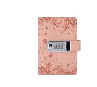 KJUUQBZL A7 240 Pages Diary Password Book With Lock Notepad Small Stationery Notebooks And Notepads Planner Notebook Retro Writing Pads(Pink)
