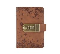KJUUQBZL A7 240 Pages Diary Password Book With Lock Notepad Small Stationery Notebooks And Notepads Planner Notebook Retro Writing Pads(Brown)