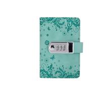 KJUUQBZL A7 240 Pages Diary Password Book With Lock Notepad Small Stationery Notebooks And Notepads Planner Notebook Retro Writing Pads(Blue)