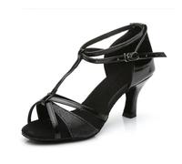 KJUUQBZL Fashion Latin Dance Shoes Women Girls Ballroom Tango Salsa For Ladies Soft Bottom High Heeled Sandals(Black sequins 5cm,34)