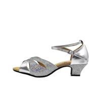 KJUUQBZL Girls Ballroom Women's Latin Tango Dance Shoes Heeled 3.5cm/5.5cm Sales Silver Gold Black Blue Color(PURPLE,35)