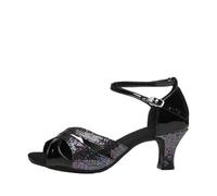 KJUUQBZL Girls Ballroom Women's Latin Tango Dance Shoes Heeled 3.5cm/5.5cm Sales Silver Gold Black Blue Color(WHITE,36)