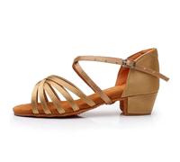 KJUUQBZL Girls Children/Child/Kids Ballroom Tango Salsa Latin Dance Shoes(102 Beige,37)