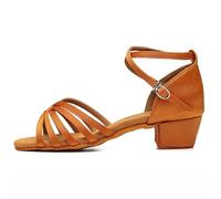 KJUUQBZL Girls Children/Child/Kids Ballroom Tango Salsa Latin Dance Shoes(202 Brown,29)