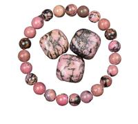 KJUUQBZL Golden Obsidian Stone Beads Bracelet Men Women Light Rainbow Raw Round Bead Energy Jewelry(21cm,6MM BEADS_1 RHODONITE)