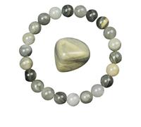 KJUUQBZL Golden Obsidian Stone Beads Bracelet Men Women Light Rainbow Raw Round Bead Energy Jewelry(21cm,8MM BEADS_25 GREEN STREW HAT)