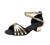 KJUUQBZL Latin Dance Shoes Ladies Girls Tango Ballroom Salsa(Black plus gold,34)