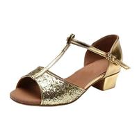 KJUUQBZL Latin Dance Shoes Ladies Girls Tango Ballroom Salsa(Gold sequins,40)