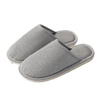 KJUUQBZL Plus Size 46-47 Autumn Winter Striped Print Men Women Slippers Man Slip On Girls Ladies Flat Basic Home Shoes(2,Mark44-45(fit43-44))