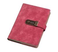 KJUUQBZL PU Leather Cover Diary Book With Lock With Coded Lock Password Lock Notebook Thickened Retro A5 Notebook Girls(Rose red)