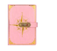 KJUUQBZL Retro Notebook Password Pad With Lock A5 Diary Thickened Creative Handbook Student Note Stationery Notebook Hand Ledger Notepad(Pink)
