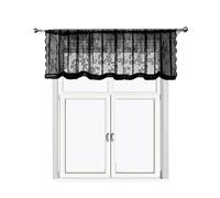 KJUUQBZL Short Curtains 1 PC Black Tulle Lace Solid Color For Living Room Bedroom Balcony Kitchen Coffee Shop(W145cmxH45cm 1PC)