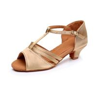 KJUUQBZL Women Latin Dance Shoes Salsa Tango For Girls Ladies(Khaki 4CM,38)